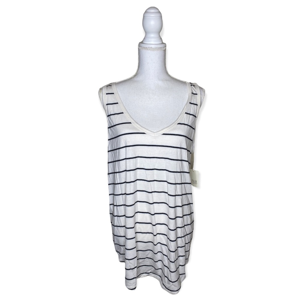 a.n.a White Stripped Tank Top Plus Size